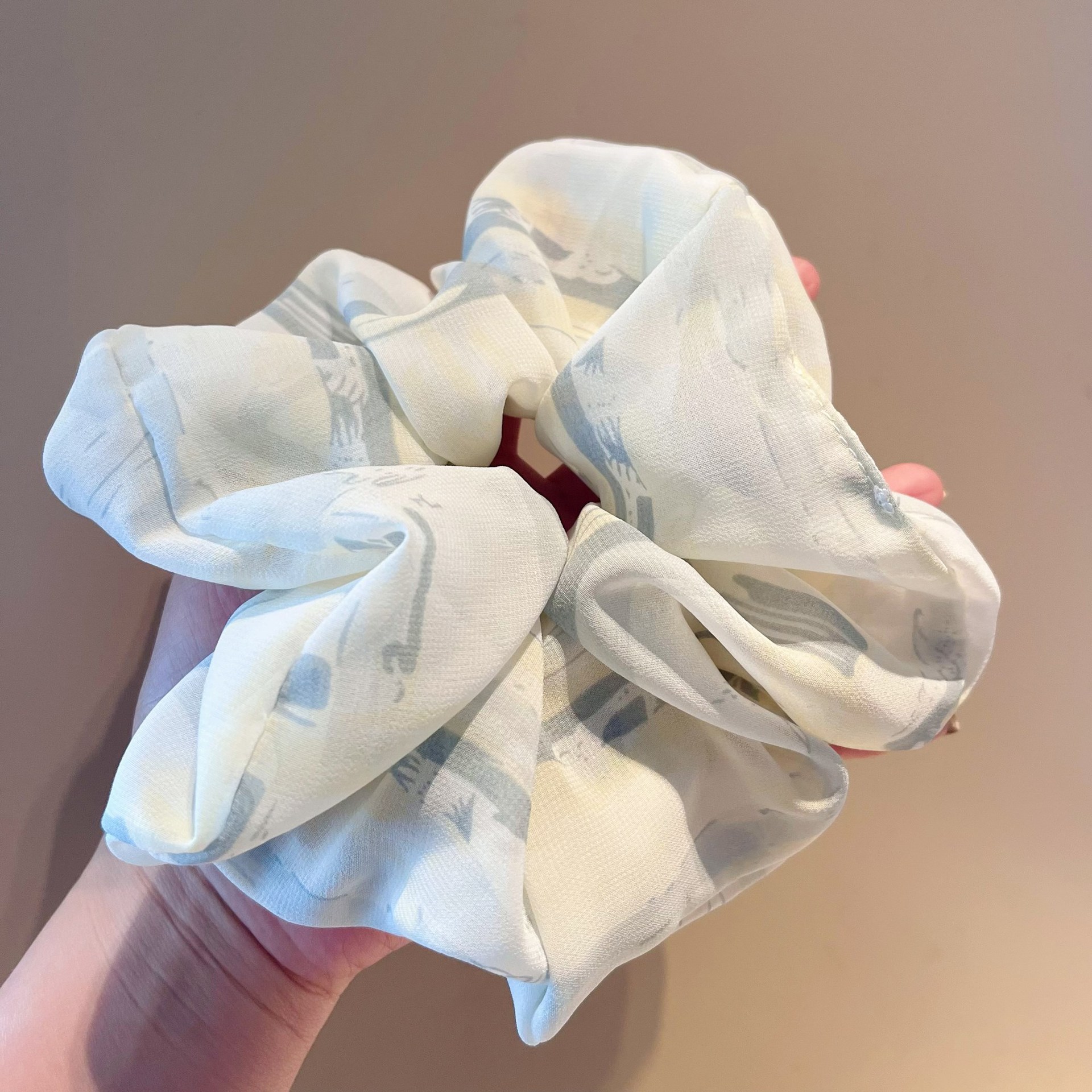 Mori tela vintage hilo salchicha anillo primavera y verano francés elegante 2023 nueva playa señora pintura al óleo estilo de impresión accesorios para el cabello