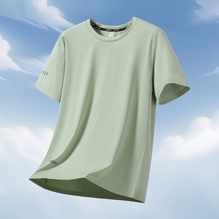 Ice Silk Short-Sleeved T-Shirt for Men and Women in Summer Thin Half-Sleeved Breathable Loose Quick-Drying Large Size Sports T-Shirt Plus Fat and Cool