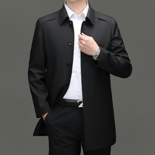 2025 spring and autumn new men's windbreaker lapel casual coat iron-free fashion middle-aged men's coat a generation of hair