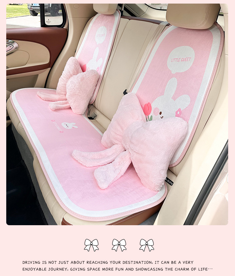 Blue Rain Car Headrest Waist Cute Comfortable Car Neck Pillow Plush Warm Bow Seat Waist Pillow Pillow