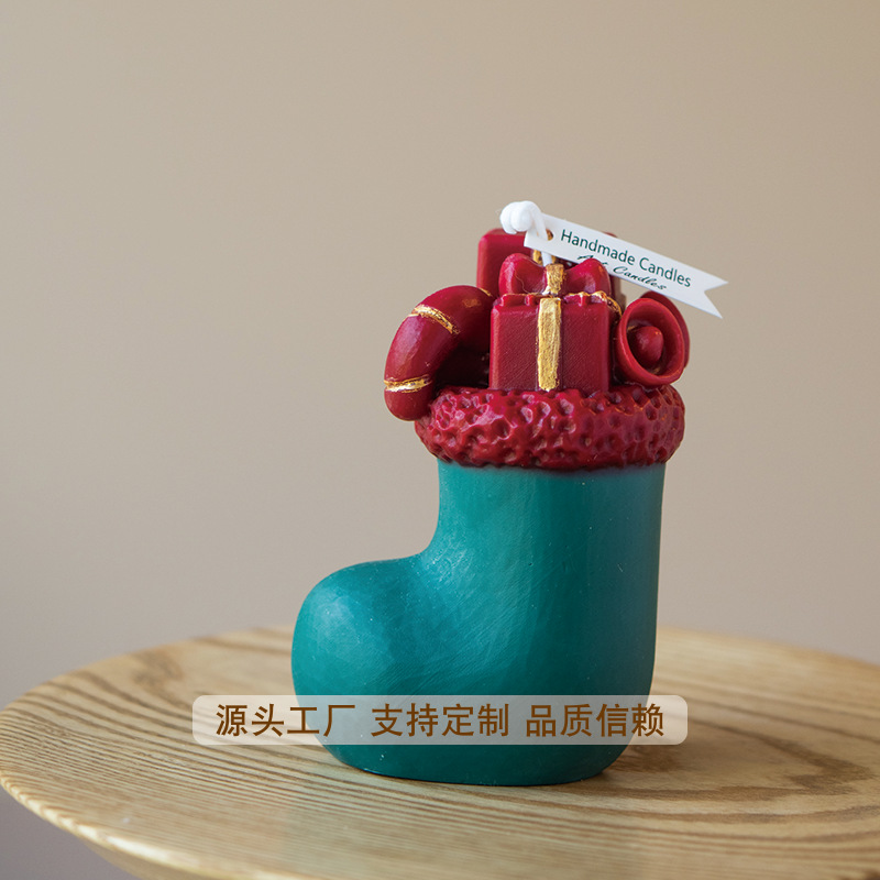 Venta caliente transfronteriza botas navideñas pintadas a mano en forma de velas de aromaterapia decoración de alta calidad fragancia decoración linda decoración al por mayor