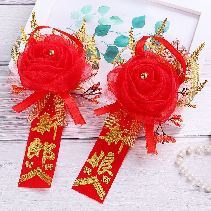Ramillete de boda, celebración de boda, suministros para novios, padre, madre, padrinos de boda, damas de honor, familia, conjunto completo de flores únicas hechas a mano