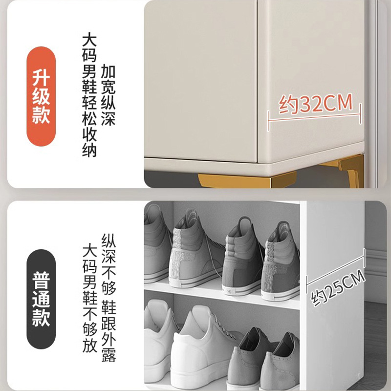 Pequeño gabinete de zapatos de viento crema nuevo tipo 2025 gabinete de almacenamiento de puerta doméstica integrado contra la pared pasillo interior rack de zapatos image 4