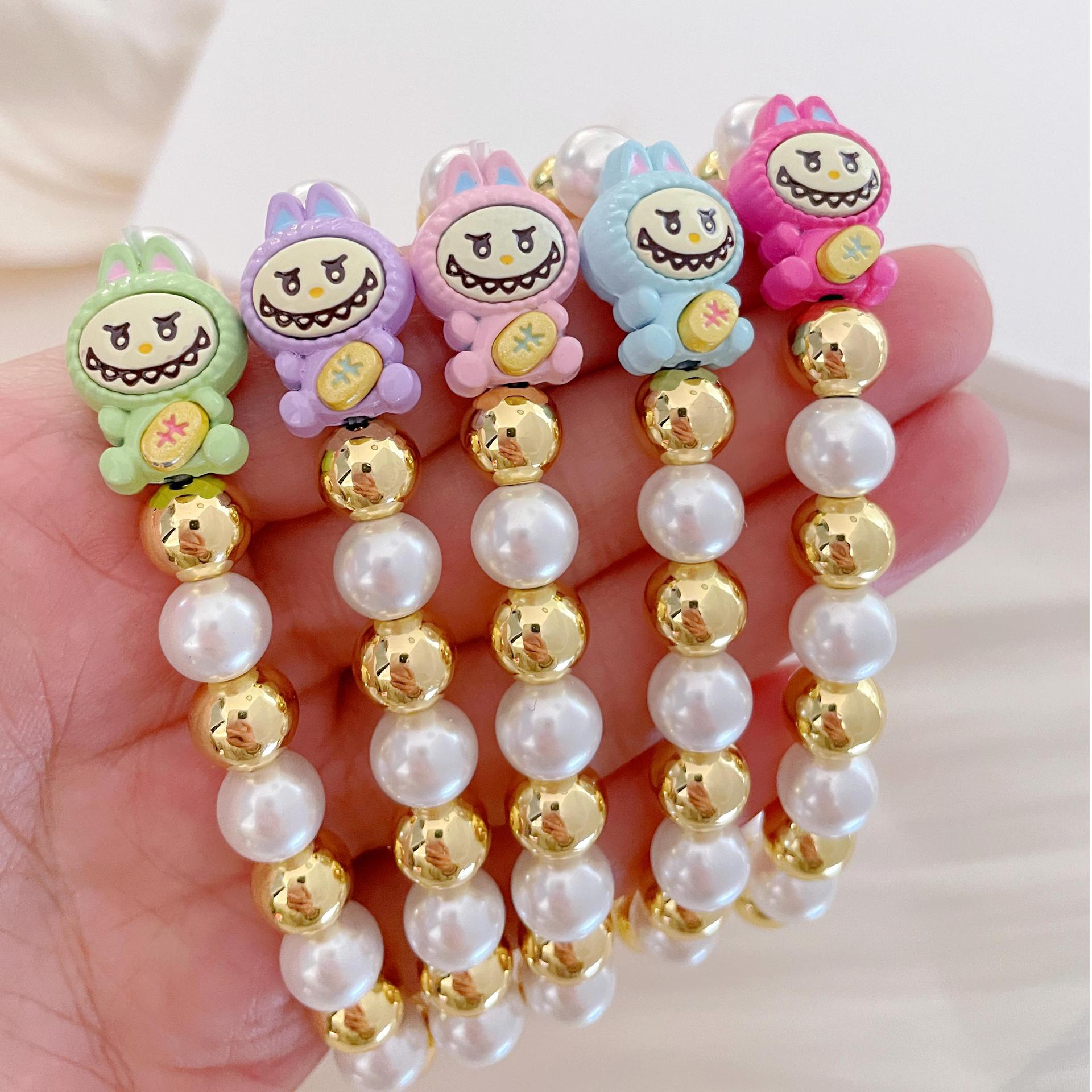Cartoon Character Pattern All Seasons Season Wholesale Jewelry Cute Cartoon Character Copper Bracelets Beaded Chain
