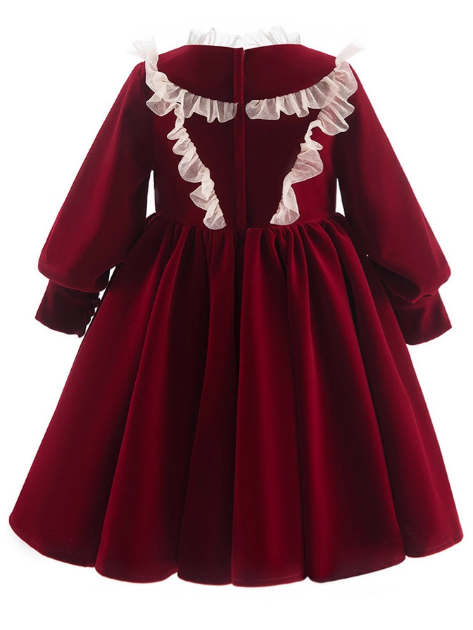 Nuevo vestido de terciopelo de manga larga para niñas, otoño e invierno, vestido infantil, Navidad, Halloween, disfraz para actuaciones de cumpleaños