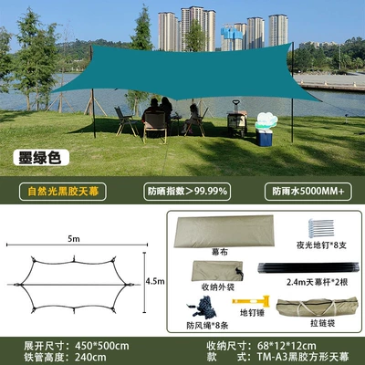 Outdoor Camping Style Canopy Butterfly-Shaped Avtomobil yan çətirləri - 450500cm-butterfly-octagonal-dark-green-1