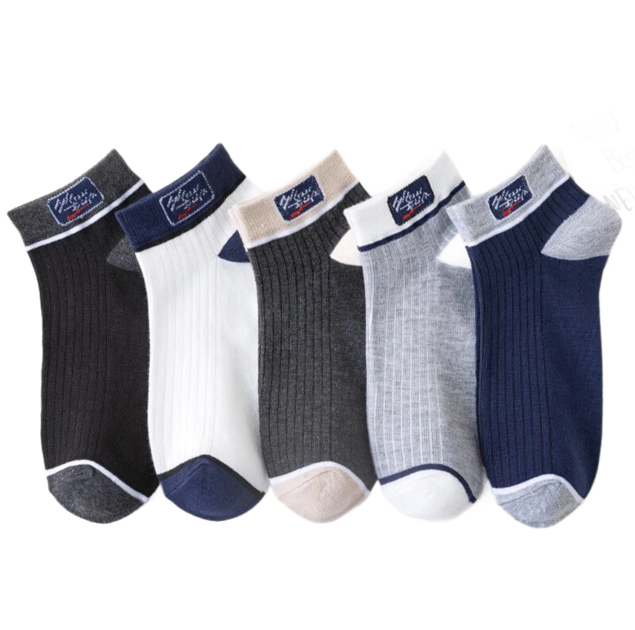 Calcetines para hombres, tubo corto de poliéster, algodón, boca poco profunda, lucha por el color, absorción de sudor, transpirabilidad, deportes, calcetines casuales, primavera y verano, calcetines para hombres de moda.