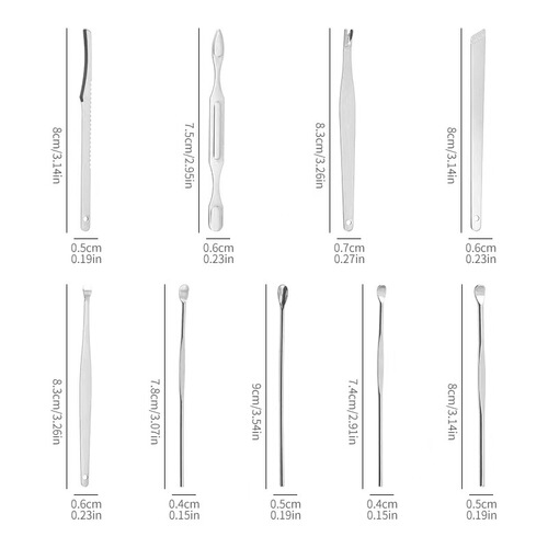 Stainless steel nail file, grinding file bar, file knife, dead skin picker, ear cleaner, nail art set accessories, tools