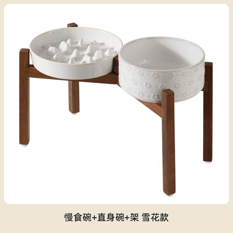 Cerámica para gatos y perros, tazón de comida lenta, tazón de perros, protector de columna cervical, tazón de agua para mascotas, tazón de arroz para perros, platos transfronterizos