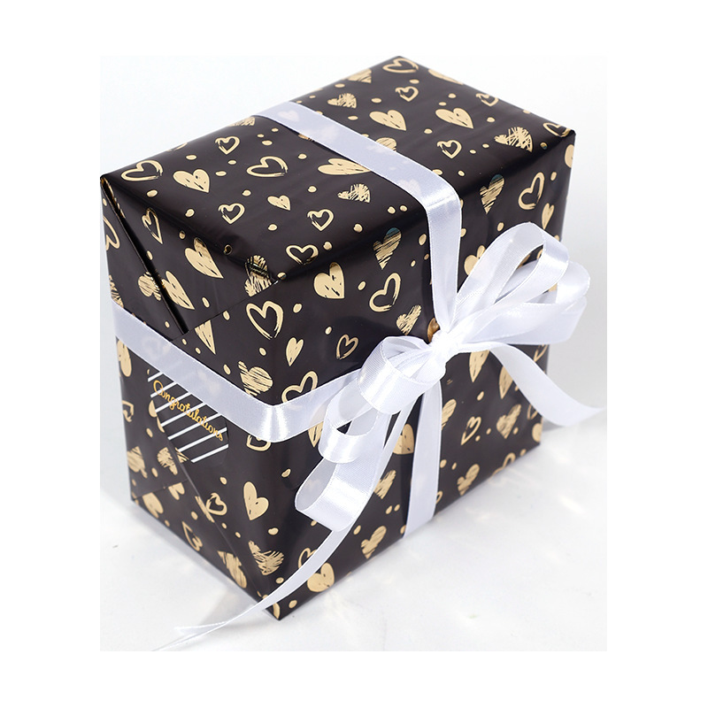 Amazon transfronterizo estampado negro papel de embalaje de regalo de gran tamaño punto de oro negro corona papel de embalaje de regalo de amor