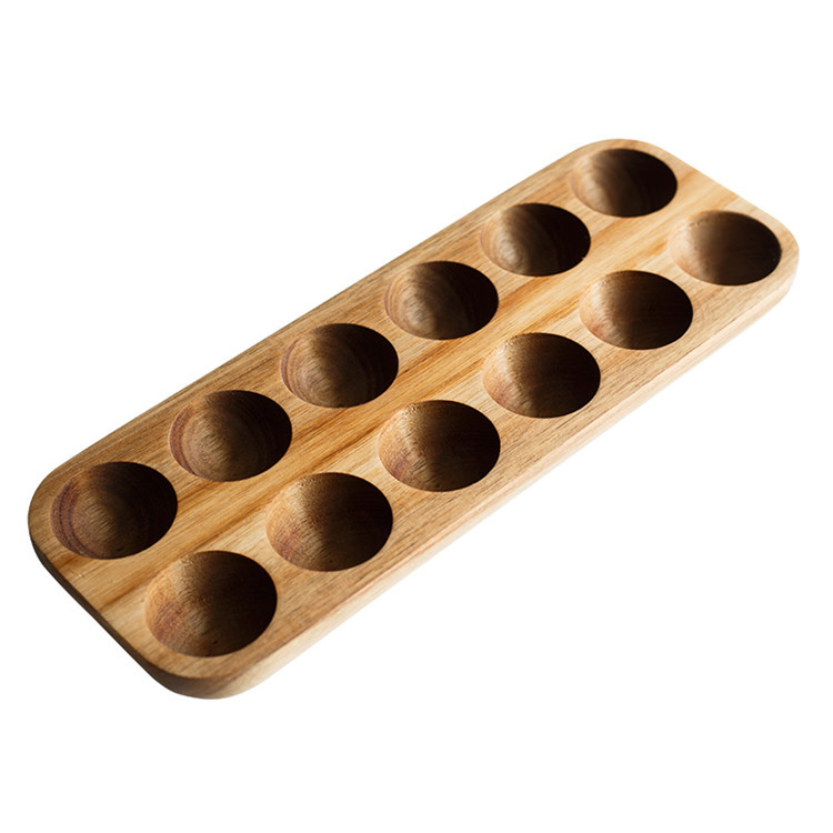 Caja de almacenamiento de madera maciza Acacia pato huevo bandeja huevo estante de almacenamiento refrigerador cocina huevo placa
