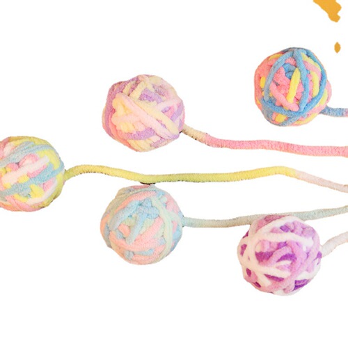 Cat toy yarn ball, chewable and molar-resistant, plush cat ball, self-pleasure and boredom relief, cat stick, silent pet cat toy