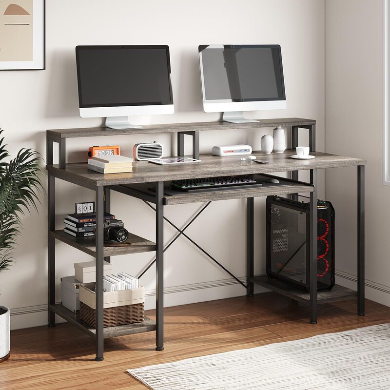 Home desktop computer desk with desktop stand multifunctional study office desk keyboard combination storage rack Home desktop computer desk with desktop stand multifunctional study office desk keyboard combination storage rack