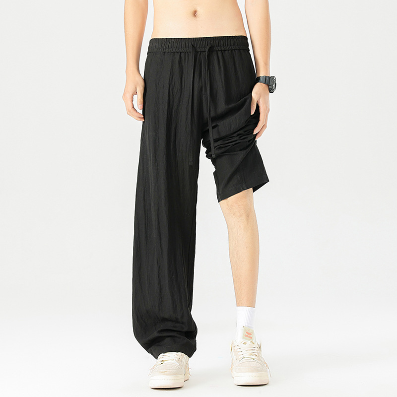 Xxbro Men's Clothing # Summer Trendy Thin Lyocell Linen Tencel Stretchy Curved Pants Versatile Casual Pants