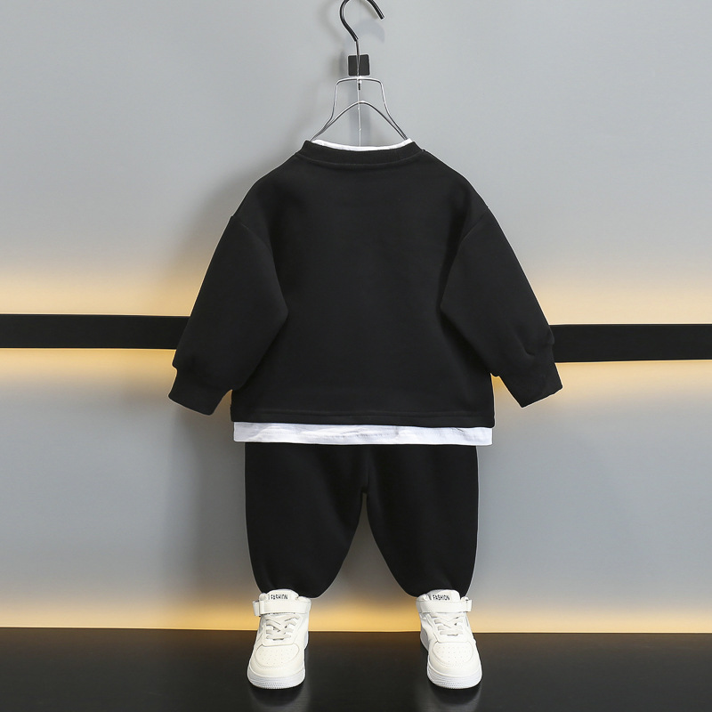 5844 traje de suéter para niños modelos de primavera y otoño 2025 nuevo estilo ropa casual impresa de moda para niños traje de dos piezas para bebés