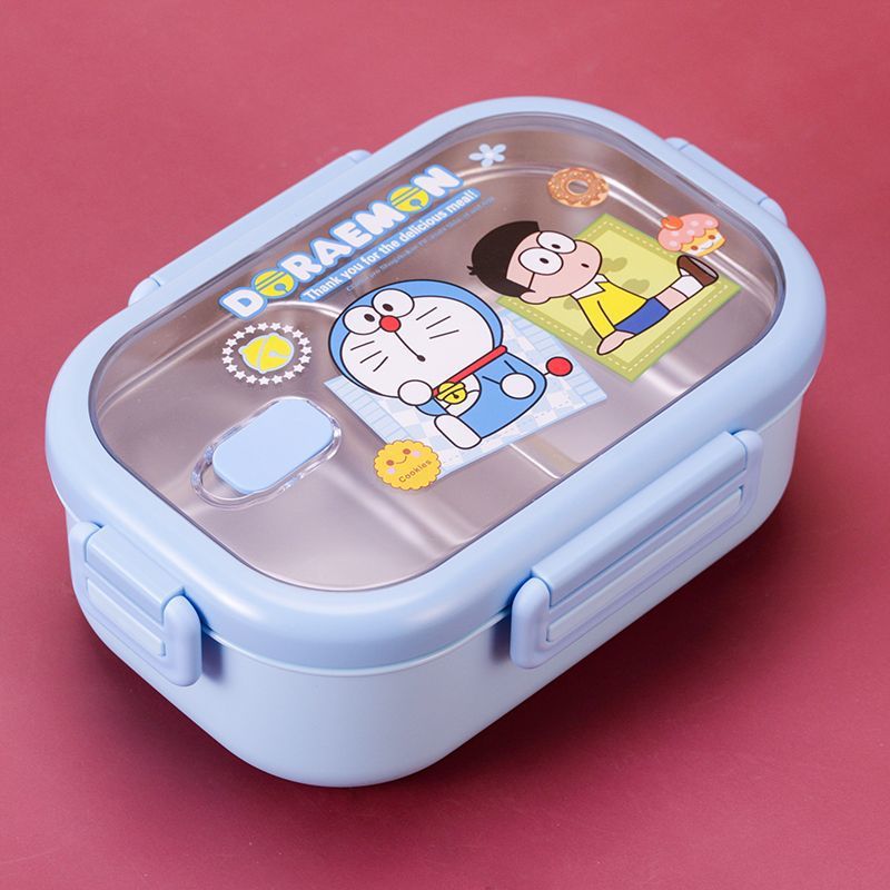 Caja de almuerzo de dibujos animados con tazón de sopa 304 compartimiento de acero inoxidable caja de almuerzo grado alimenticio empleado de oficina estudiante caja de almuerzo portátil