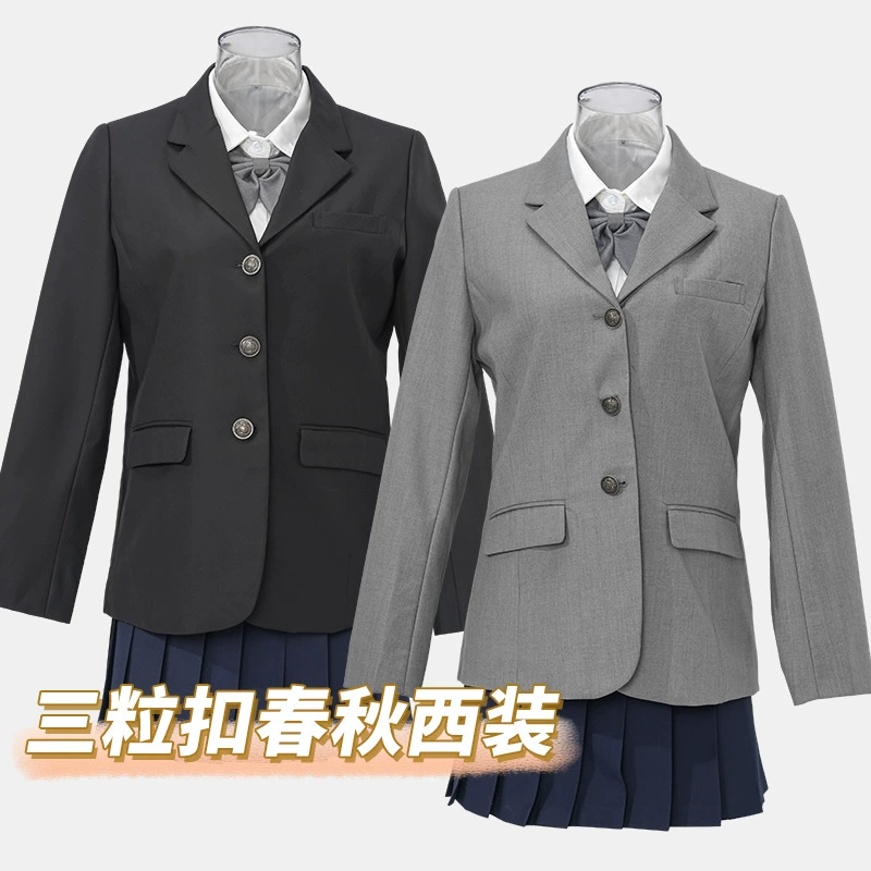 Костюм-блейзер JK, школьная форма JK, трехпуговичный, весенне-осенний, женский, в японском школьном стиле, укороченный