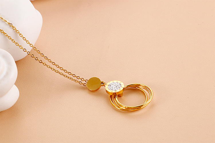 wholesale new style round multi-layer stainless steel necklace earring set Nihaojewelry