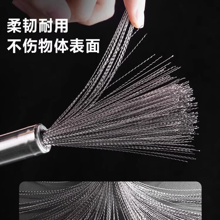 Stainless Steel Pot Brush, Long-Handled Kitchen Cleaning Brush for Washing Dishes and Pots, Suitable for Non-Stick and Iron Pans Stainless Steel Pot Brush, Long-Handled Kitchen Cleaning Brush for Washing Dishes and Pots, Suitable for Non-Stick and Iron Pans