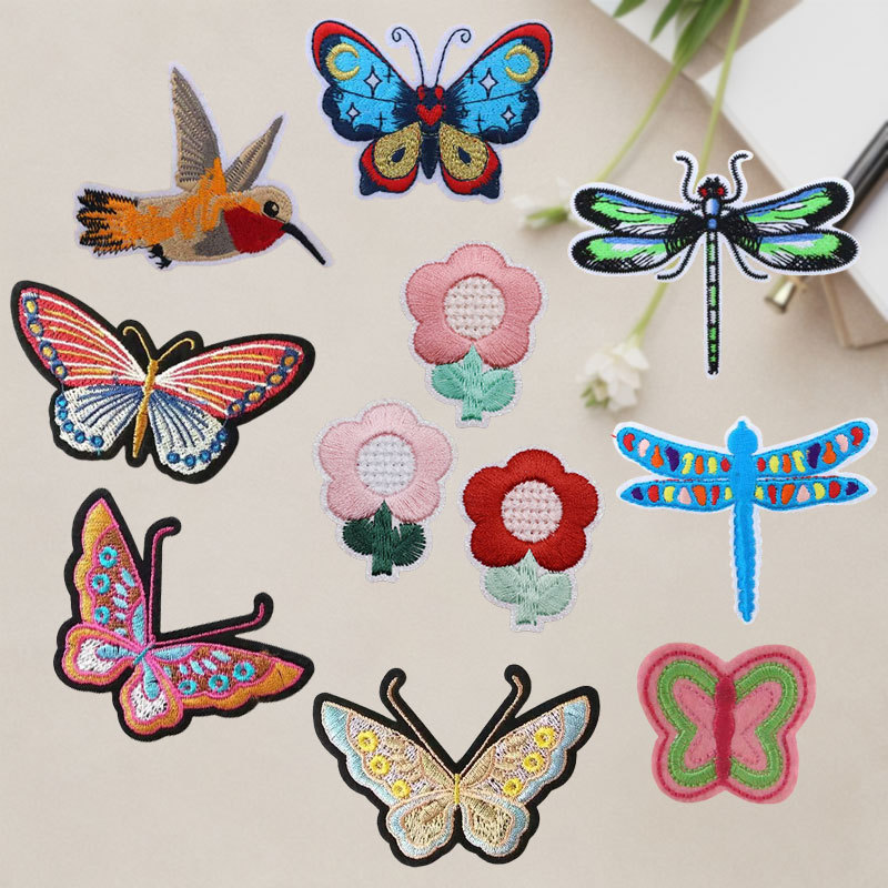 新款蝴蝶布贴蜻蜓刺绣贴小鸟补丁贴小梅花绣贴章仔熨烫贴服装辅料