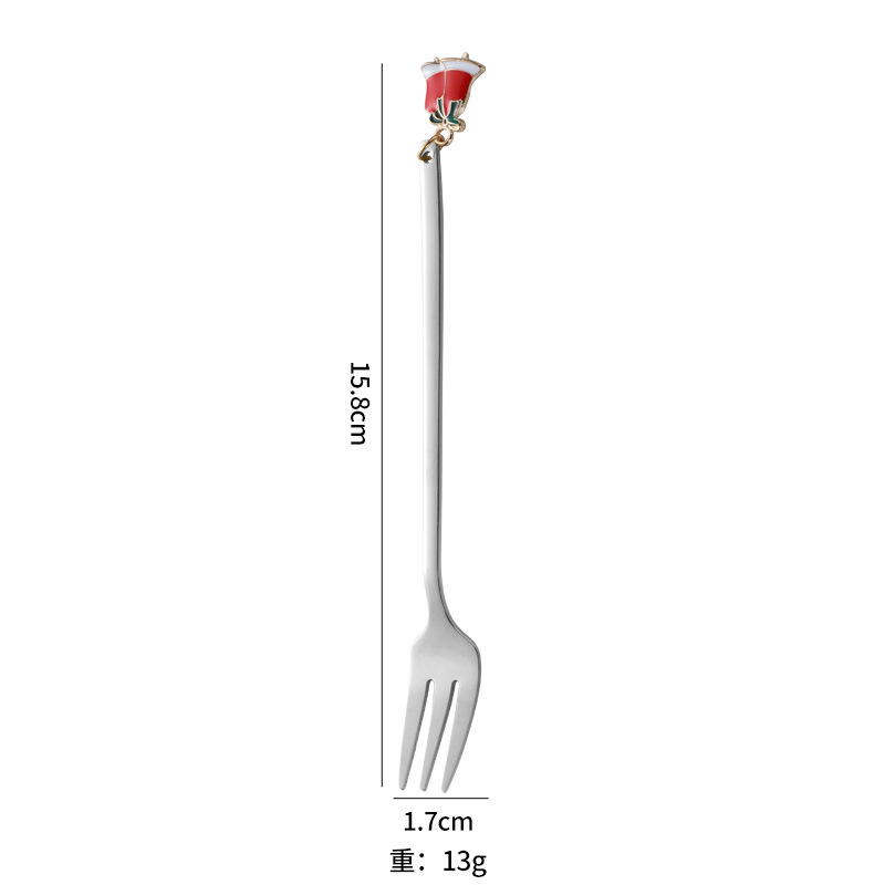 Juego de cuchara de acero inoxidable de Navidad de dibujos animados Cuchara pequeña linda de alto valor Cuchara de postre dorado Cuchara para mezclar café