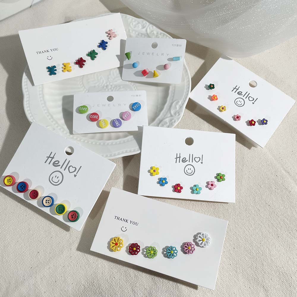 Cute Cartoon Plastic Enamel Womenu0027S Ear Studs 3 Pairs