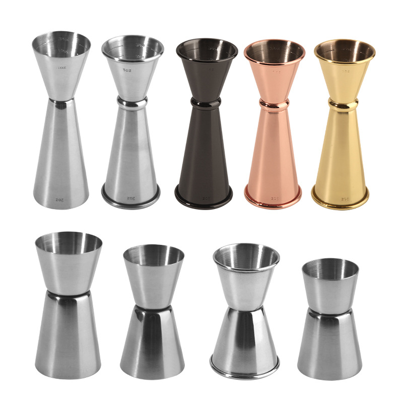 Acero inoxidable doble cabeza de medición taza de onza bar taza de medición pequeña mezclador de vino mezclador de vino tienda de té de leche usar taza de medición de escala