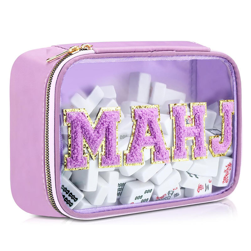 亚马逊跨境麻将包刺绣字母化妆包大容量麻将收纳包旅行便携洗漱包