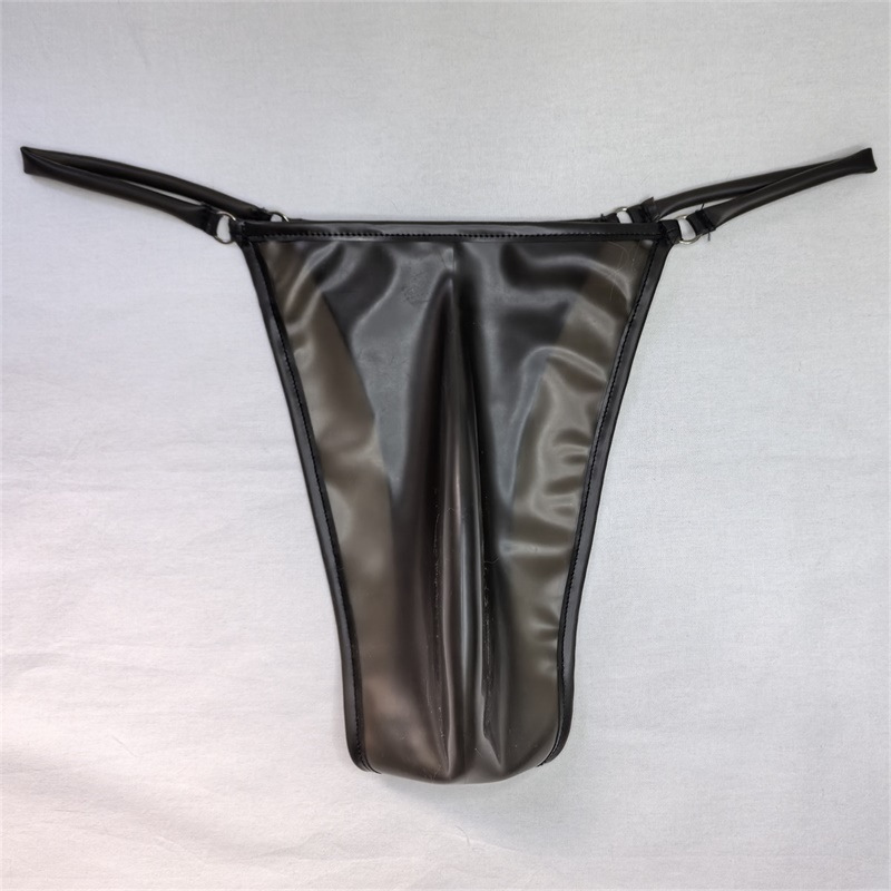 New Latex Men's Thong Sexy Underwear with Fashionable Boys Low-Waisted Pants Rubber T-String Pants