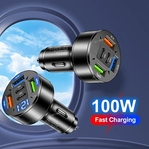 5-i 1-də Avtomobil Şarj Cihazı: 3 USB + 2 PD Telefon Şarj Cihazı