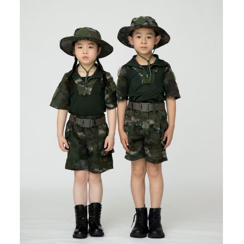 Lin Xia Kidsren's Camouflage Suit Boy Primary School Military Training Kindergarten Outdoor Training Summer Camp New Frog Suit Lin Xia Kidsren's Camouflage Suit Boy Primary School Military Training Kindergarten Outdoor Training Summer Camp New Frog Suit