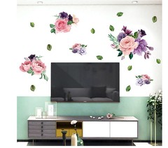 HM92060 手繪綻放牡丹花櫥櫃電視背景玄關客廳現代北歐裝飾牆貼