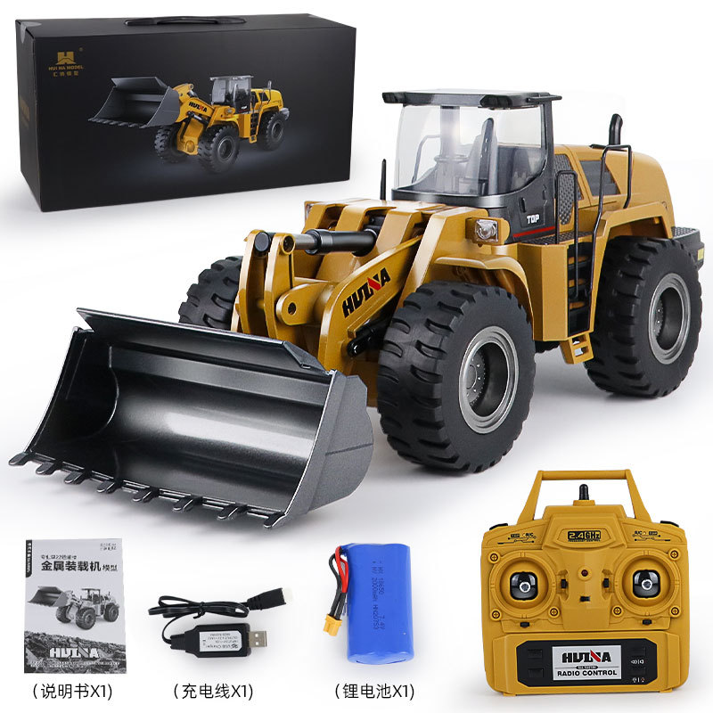 Vehículo de ingeniería de aleación de control remoto Huina excavadora camión de volcado bulldozer camión mezclador de cemento coche de juguetes eléctricos para niños