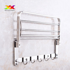 廠家批發不鏽鋼304毛巾架摺疊架活動架酒店浴室浴巾架毛巾杆衣鈎