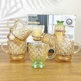 菠萝壶水具五件套创意菠萝叠叠杯四件套家用水杯可叠放玻璃杯套装