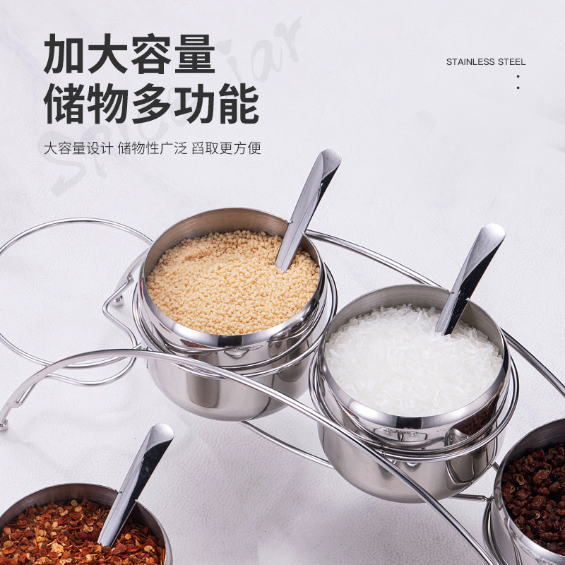 商用家庭用304ステンレスコンビネーションセット調味料缶セルフレストランホテル韓国式金色調味料塩缶|undefined