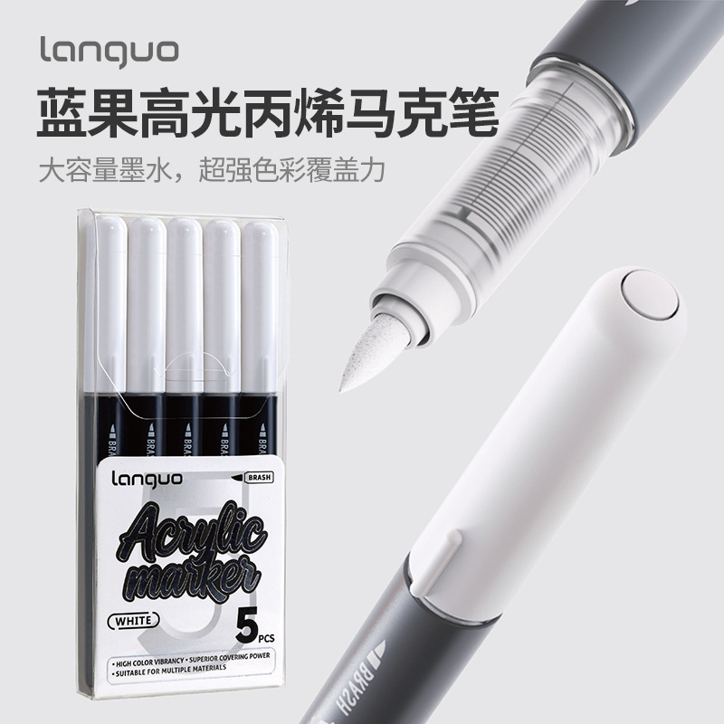 Blue Marker Pen White Highlighter Pen for Students' Art Use, Acrylic Marker Pen, Waterproof Marker Pen