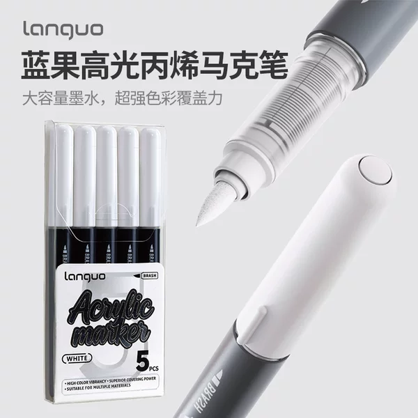 Blue Marker Pen White Highlighter Pen for Students' Art Use, Acrylic Marker Pen, Waterproof Marker Pen