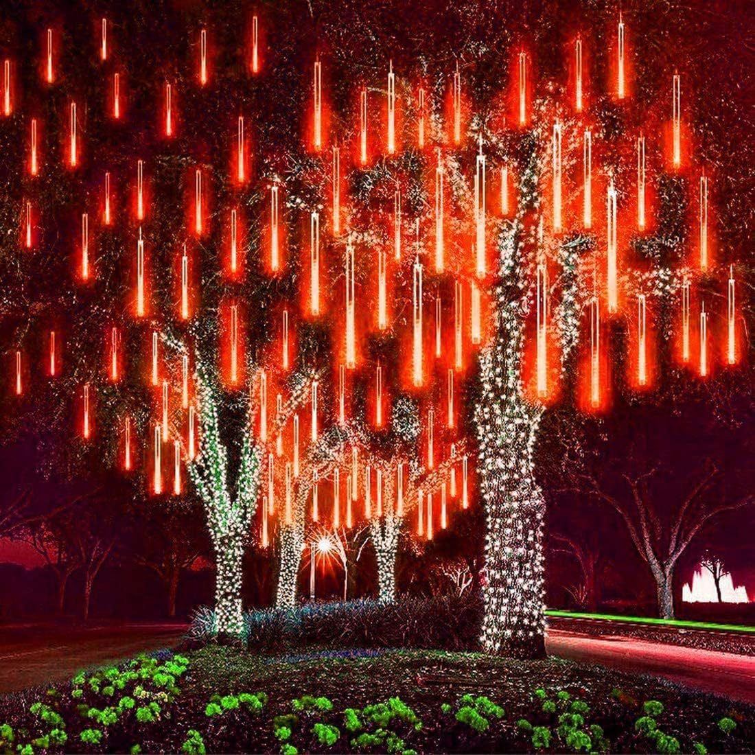 Lluvia de meteoros luz LED Cadena de luz meteoro luz solar árbol colgante luz decorativa luz impermeable colorido Cadena de luz de color