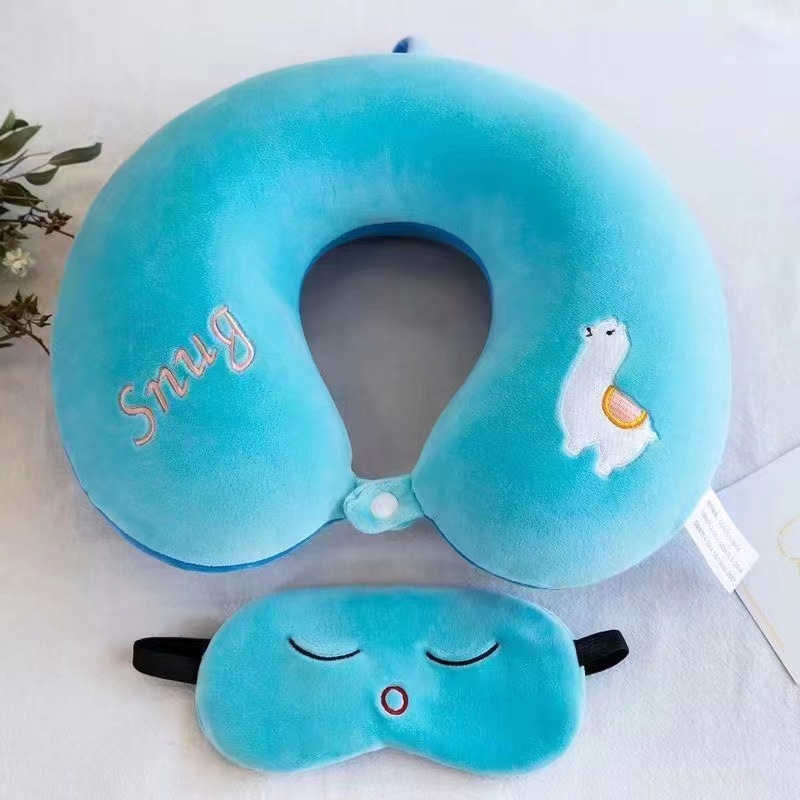 Algodón de memoria transfronteriza almohada de bordado de dibujos animados en forma de U rebote de algodón para el hogar puede establecer logotipo almohada de siesta para viajar en coche