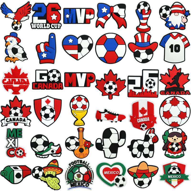 Cross-Border World Cup Flat DIY Jewelry Accessories United States Canada Mexico Football Cartoon Pvc Soft Patch