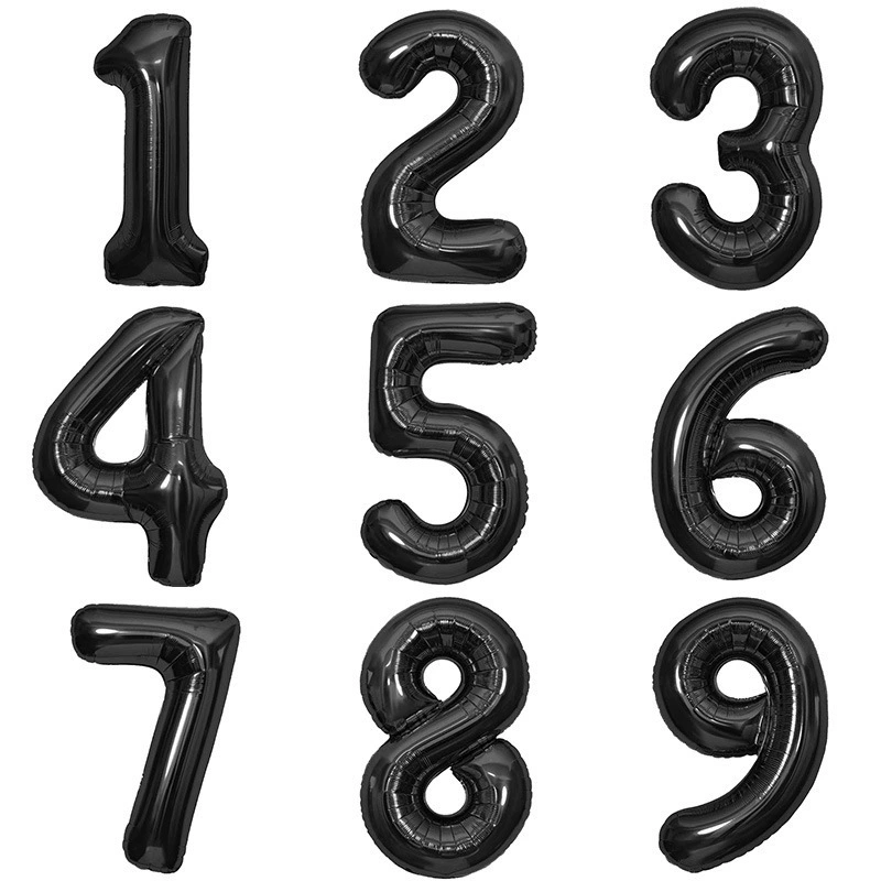 32inch день рождения, американский цифровой воздушный шар из алюминиевой пленки, черный, белый цвет, цифровой воздушный шар на день рождения, годовщину, оптовая продажа