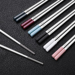 跨境亚马逊筷子家用餐具成人方头316L不锈钢防滑高档送礼套装