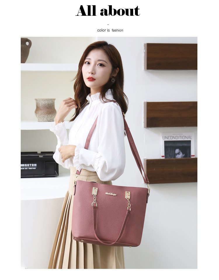 Women's Gender Women's Medium Pu Leather Solid Color Vintage Style Streetwear Bucket Zipper Bag Sets