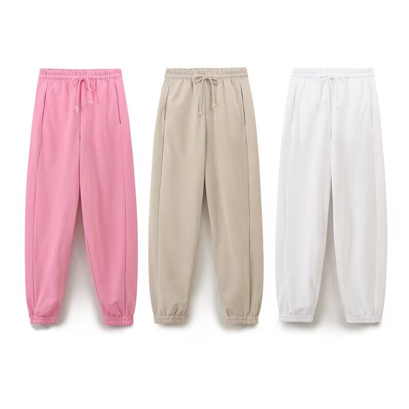 Zarw European and American Style New Women's Clothing Comfortable Casual Drawstring Solid Color Jogger Pants 3253335 Zarw European and American Style New Women's Clothing Comfortable Casual Drawstring Solid Color Jogger Pants 3253335
