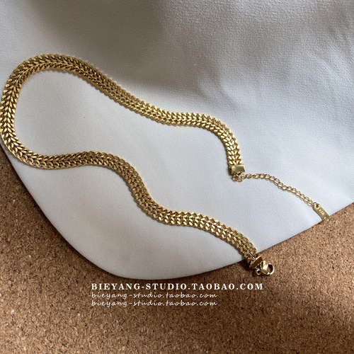 European and American simple retro niche thick chain gold ins internet celebrity fashion advanced clavicle chain titanium steel necklace