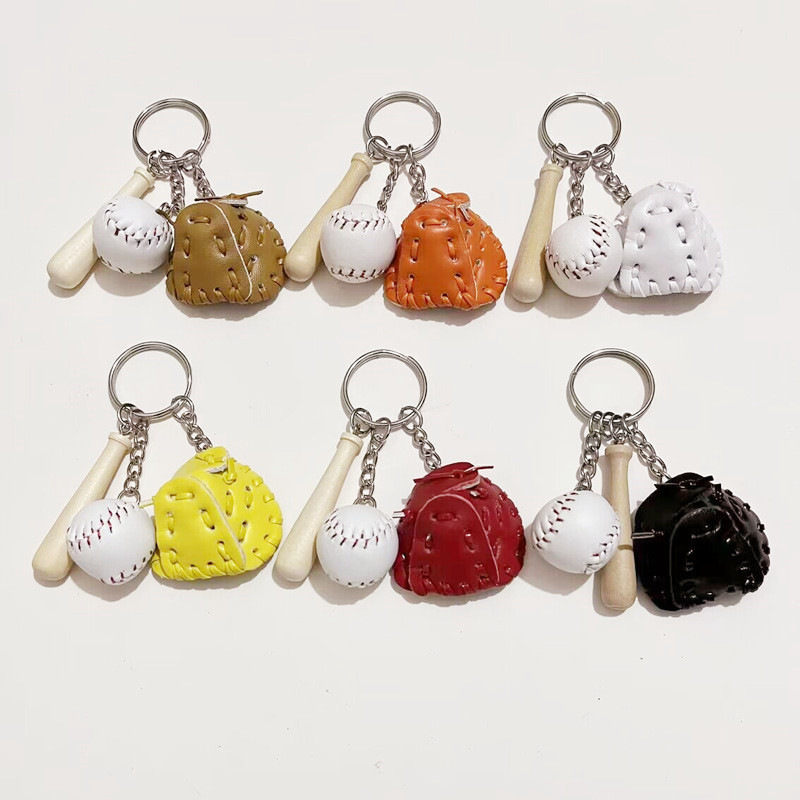 2cm baseball keychain three-piece pendant gift baseball three-in-one fashion car pendant Souvenir Wholesale