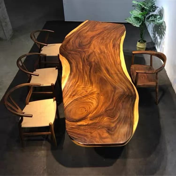South American Walnut Solid Wood Large Board Tea Table Log Boss Desk Rain Wood Large Board Desktop Tea Table Tea Board Whole Piece