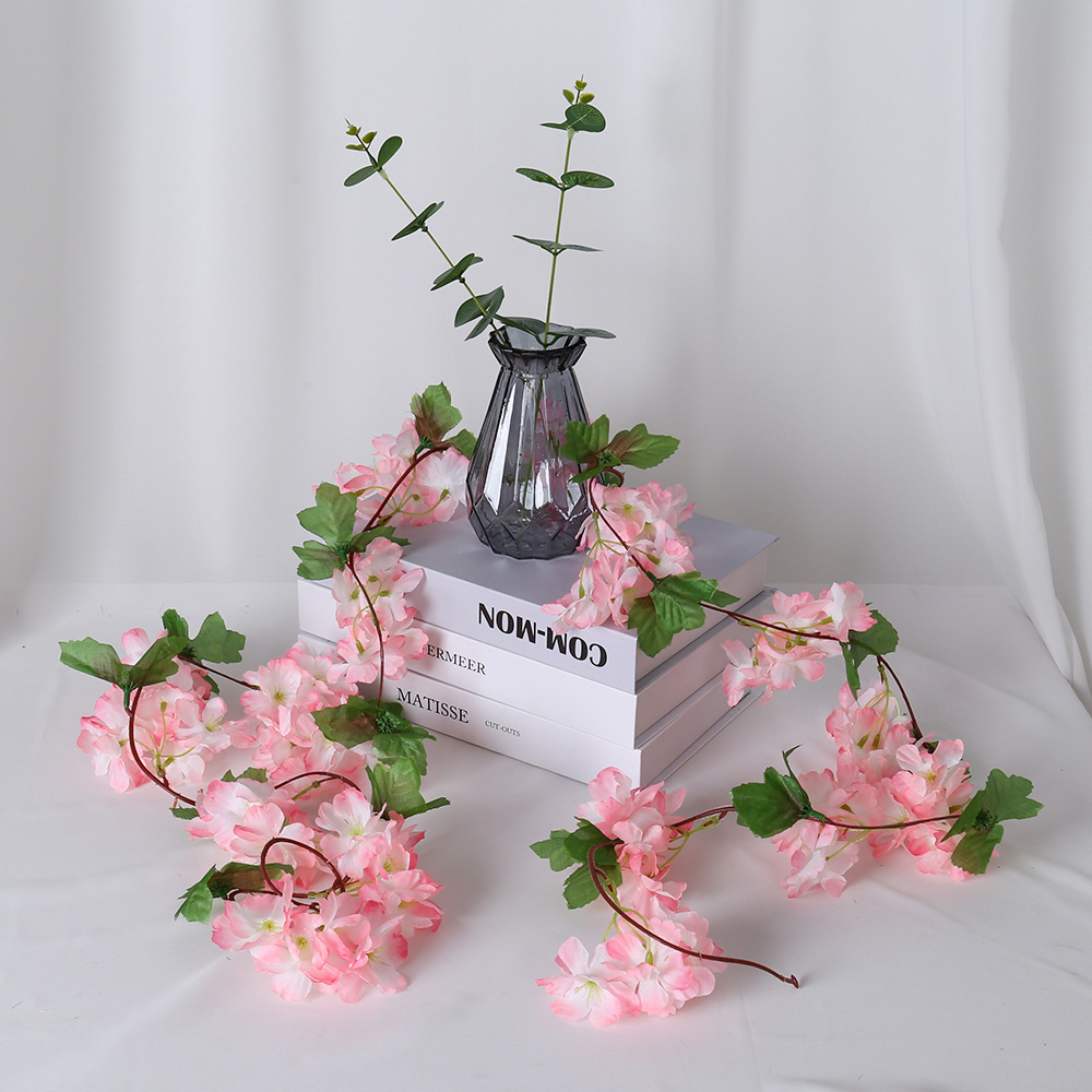 18 diadema hoja flor de cerezo ratán flor artificial boda hogar tubería techo barandilla decoración pétalos accesorios flor de seda