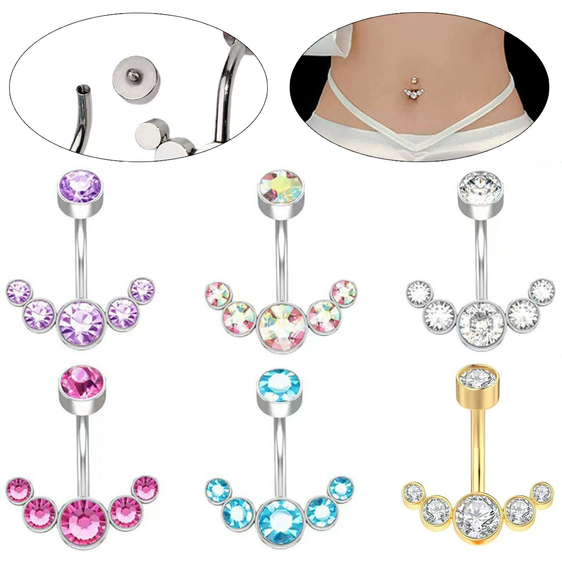 Physiological belly button piercing stainless steel, European style, wholesale